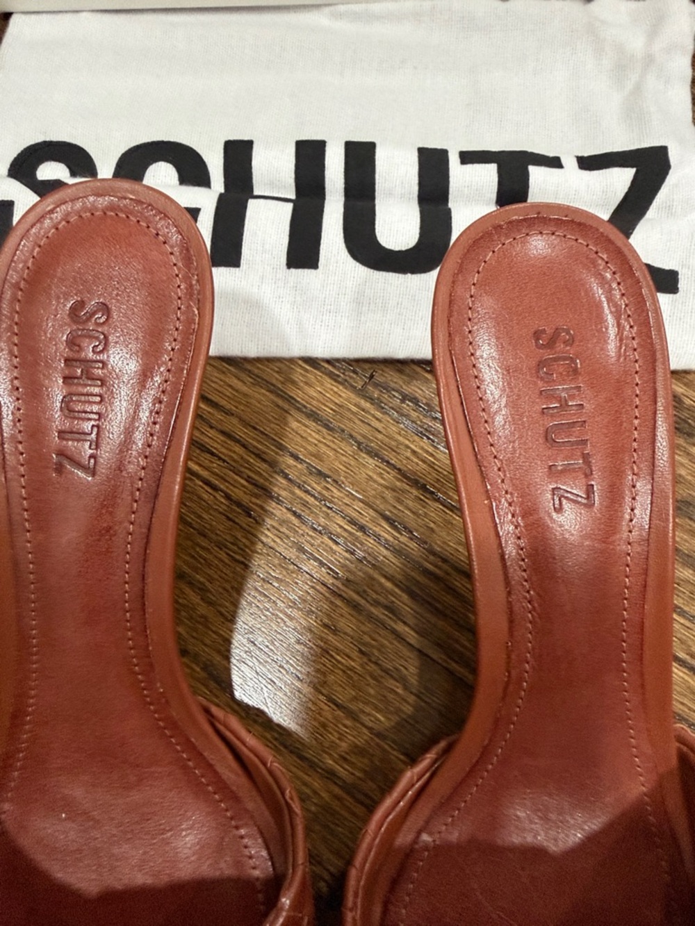 SCHUTZ Brown Braided Leather Slide Mules- Sauvage-Kareena Knot size 8 - Picture 2 of 8
